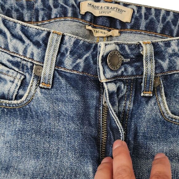 Levis Made & Crafted Jeans Womens 25 Blue Sticks Slim Fit Distressed Made Italy - Picture 4 of 14